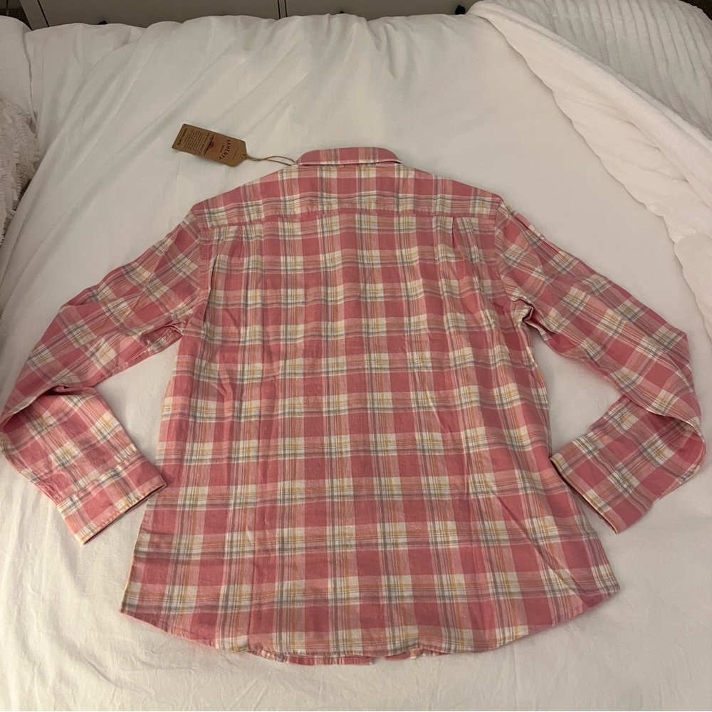 NWT Faherty Pink and White Plaid Button Down Shirt - Picture 7 of 7
